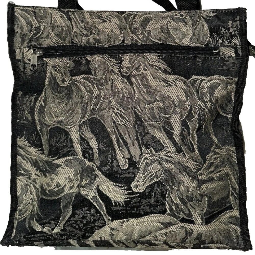 2 Pcs Set Protocol Equine Horse Tapestry Travel Luggage Shoulder And Tote Bag